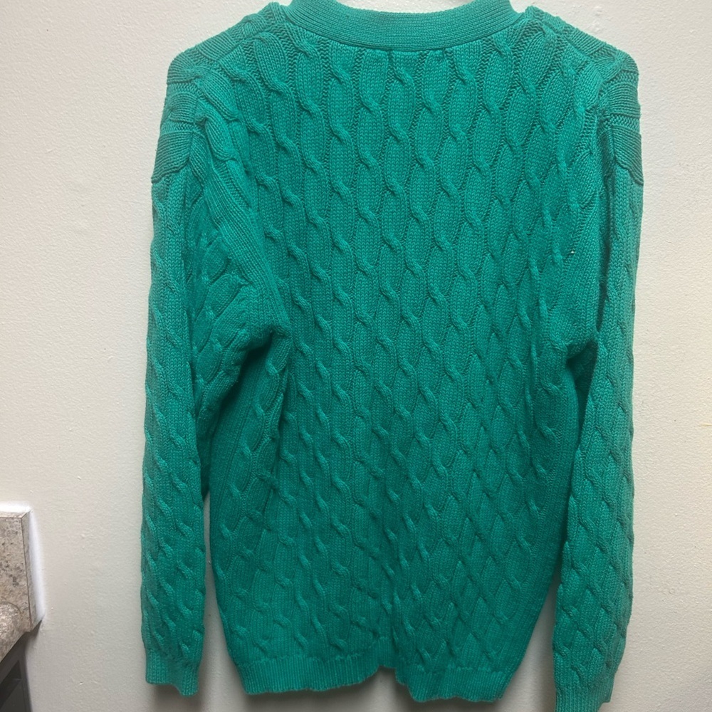 Vintage Talbots women’s chunky knit cardigan Kelly green Large - Picture 4 of 6